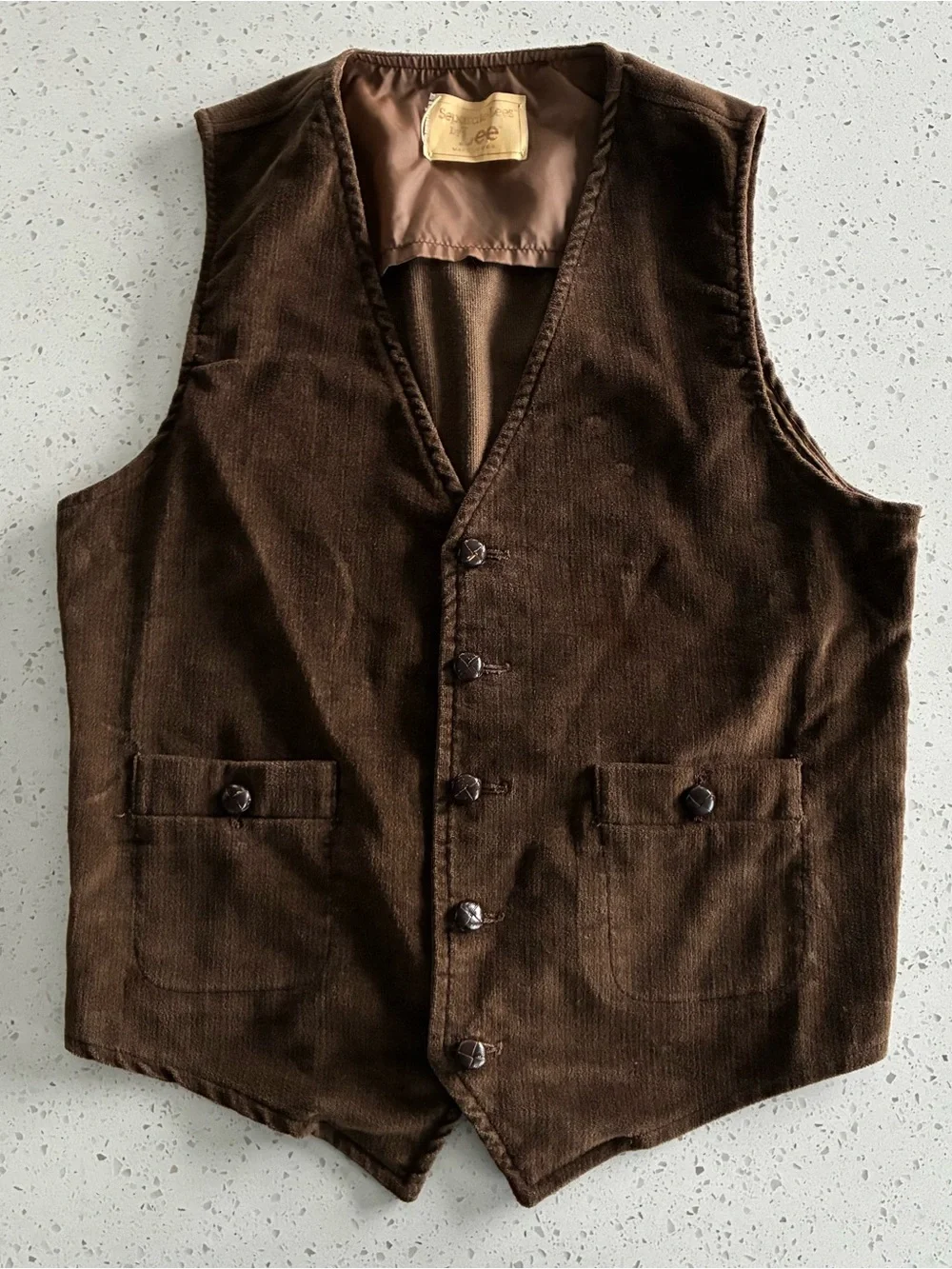 000 - VINTAGE 70s LEE SEPARATE LEES CORDUROY BROWN VEST